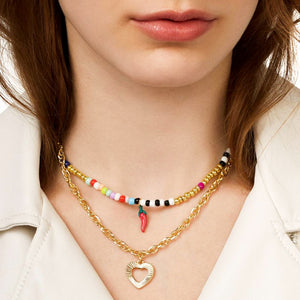 Chili Pepper Heart 2 Layer Necklace